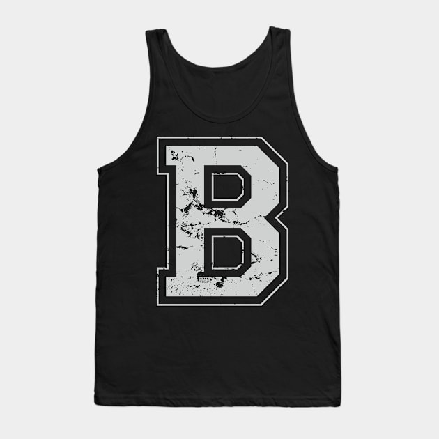 Initial Letter B Gray Jersey Sports Athletic Player Tank Top by porcodiseno